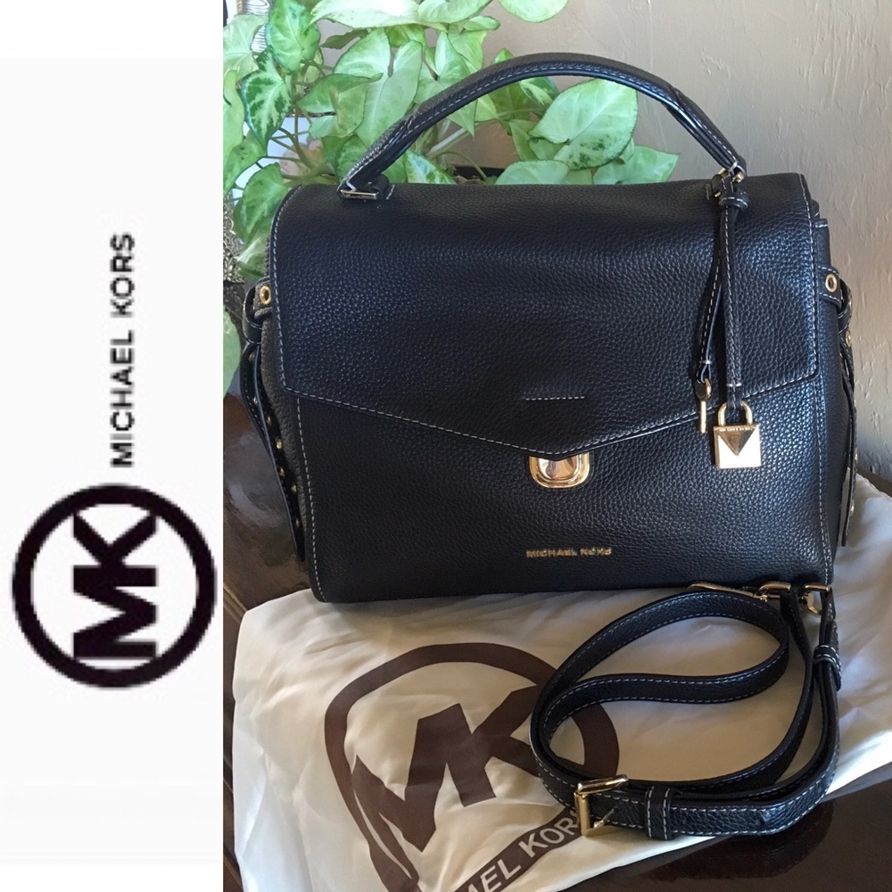MICHAEL KORS black leather Bristol satchel